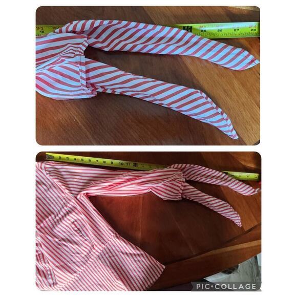 Universal Standard X J Crew Top XS Preppy Work Career Poplin Tie-Sleeve Striped - Picture 11 of 12